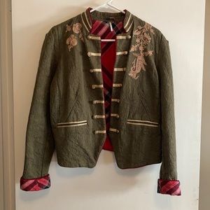 Green free people military band jacket